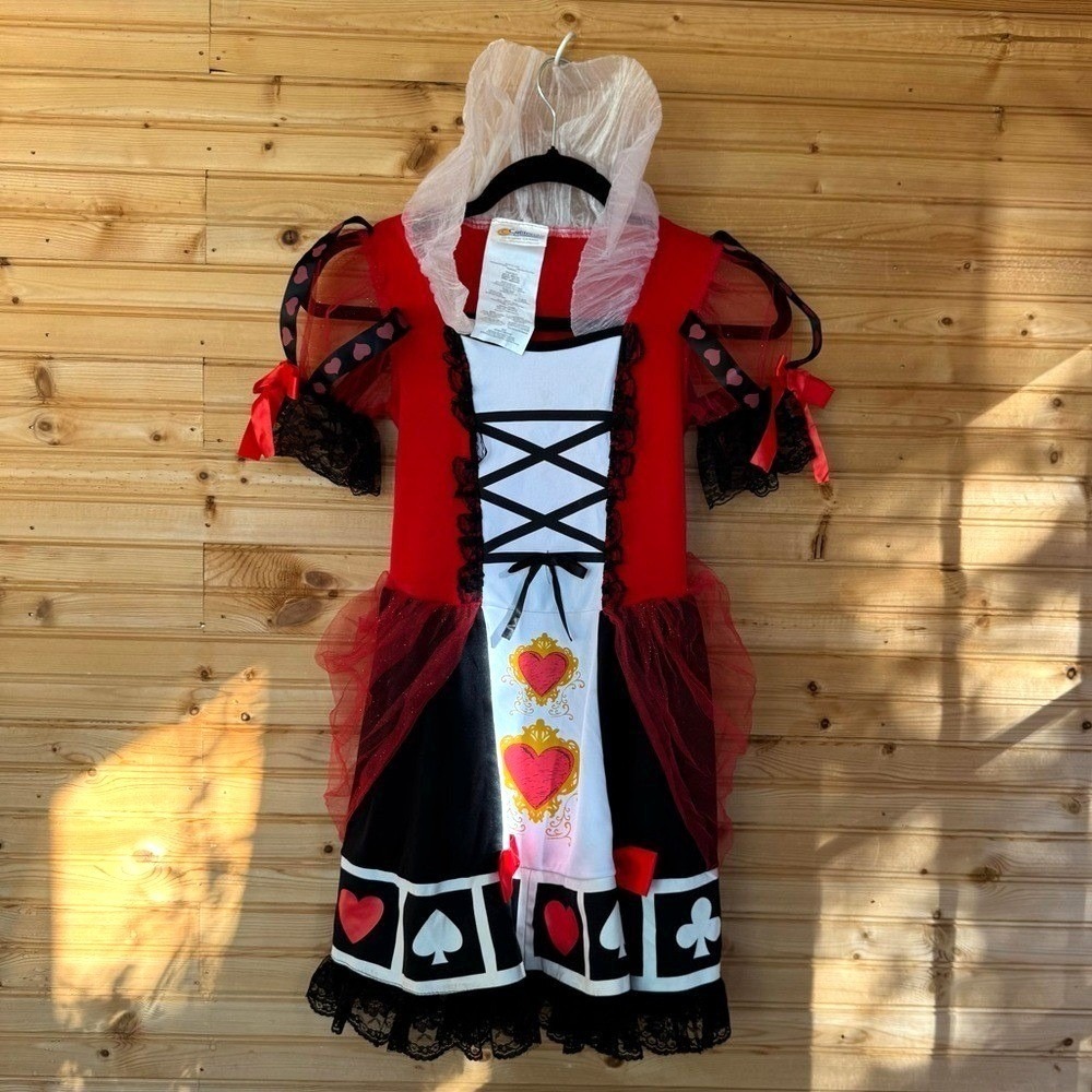 California Costumes Queen of Hearts Halloween Kids Medium Red Black Wonderland